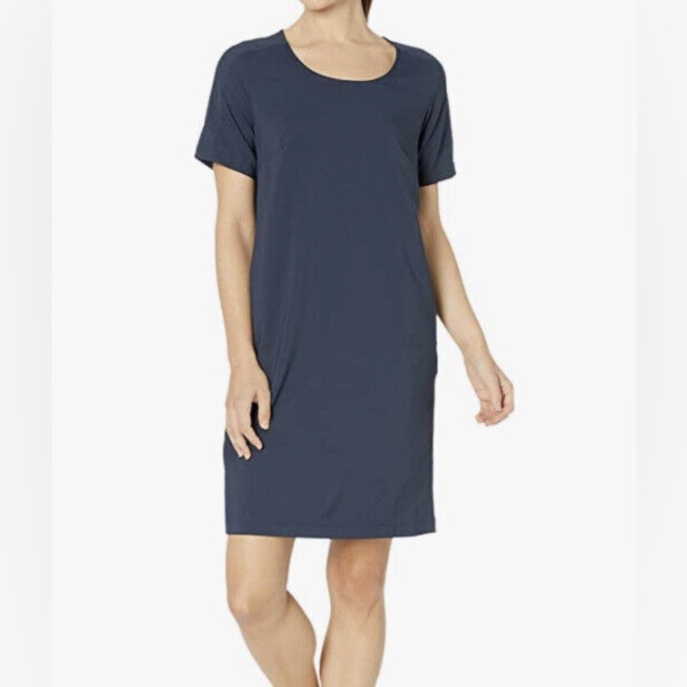 Lolë‎ Navy Blue T-Shirt Dress Size Large Thick 95% Cotton Casual Minimalist